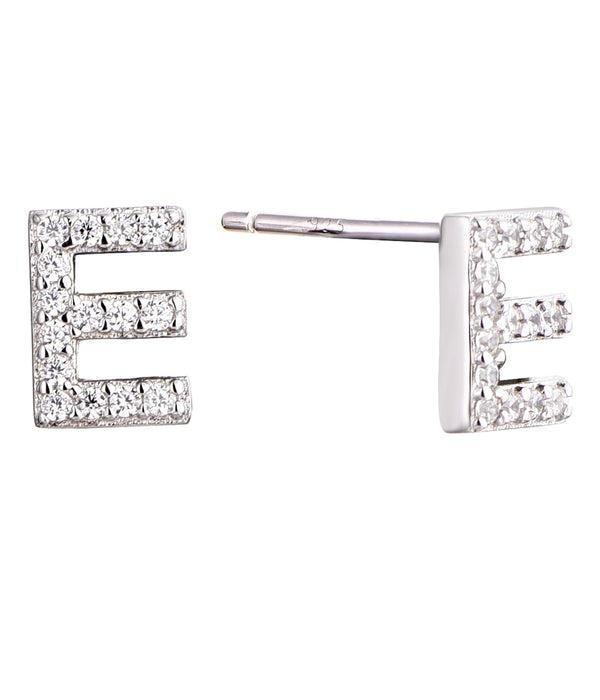 Casablanca Sterling Silver Initial Stud Earrings: E