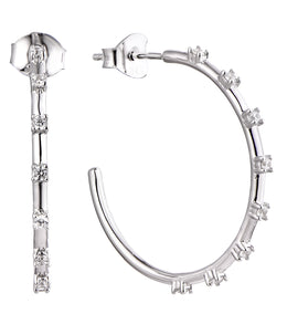 Casablanca Sterling Silver CZ Hoop Earrings