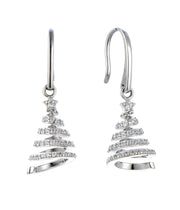 Casablanca Sterling Silver Spiral CZ Christmas Tree Earrings