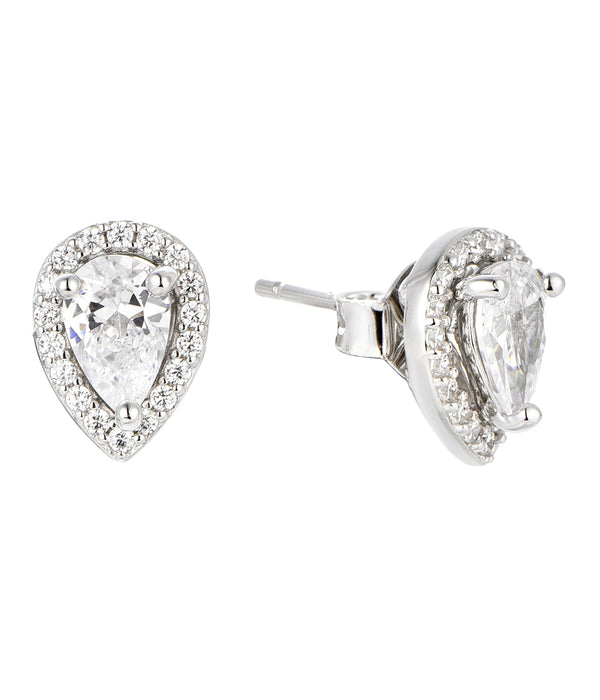 Casablanca Sterling Silver CZ Pear Stud Earrings