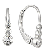 Casablanca Sterling Silver CZ Lever Back Earrings