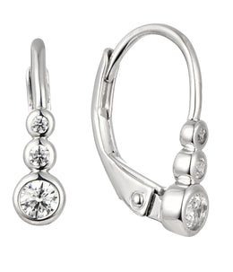 Casablanca Sterling Silver CZ Lever Back Earrings