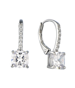 Casablanca Sterling Silver & CZ Lever Back Earrings
