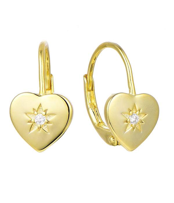 Casablanca Yellow Gold Plated CZ Heart Drop Earrings