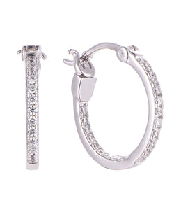 Casablanca Sterling Silver CZ Hoop Earrings