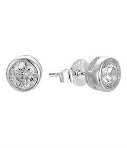 Casablanca Sterling Silver Bezel Stud Earrings