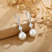 Casablanca Sterling Silver Shell Pearl Drop Earrings