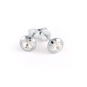 Italgem Stainless Steel White CZ Bezel Stud Earrings