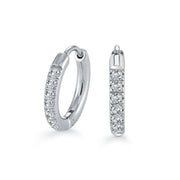 Italgem Stainless Steel White CZ 14MM Eternity Huggie Hoop Earrings