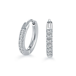 Italgem Veloria Mini Stainless Steel White CZ 14MM Eternity Kid's Huggie Hoop Earrings