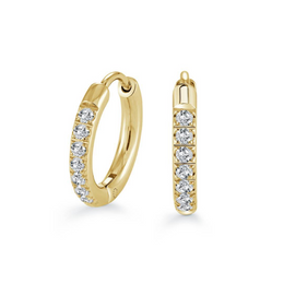 Italgem Yellow Gold Plated Stainless Steel White CZ 14MM Eternity Huggies