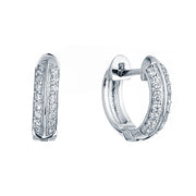 Casablanca Sterling Silver Pave Hoop Earrings