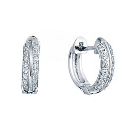 Casablanca Sterling Silver Pave Hoop Earrings