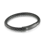 Italgem 6MM Men's  Black Leather Bracelet