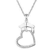 Casablanca Sterling Silver Graduation Heart Necklace