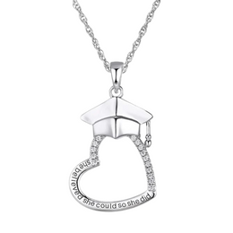 Casablanca Sterling Silver Graduation Heart Necklace