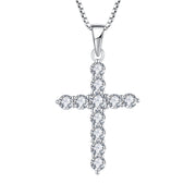 Casablanca Sterling Silver CZ Cross Necklace