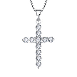Casablanca Sterling Silver CZ Cross Necklace