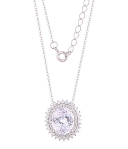 Casablanca Sterling Silver CZ Oval Necklace