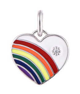 Casablanca Sterling Silver Coloured Heart Rainbow Pride Necklace