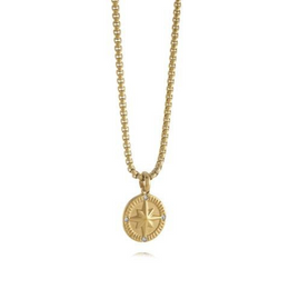 Italgem Junior Yellow Gold Plated Stainless Steel White CZ Small North Star 18+2