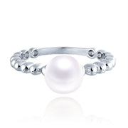 Casablanca Silver Beaded Pearl Ring