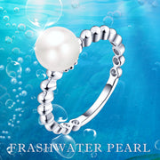 Casablanca Silver Beaded Pearl Ring