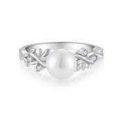 Casablanca Silver Pearl Leaf Ring