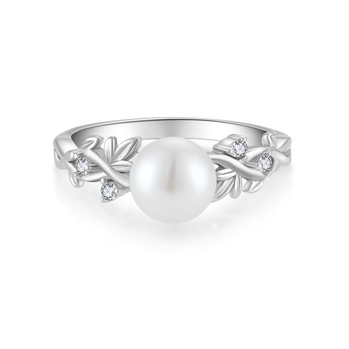 Casablanca Silver Pearl Leaf Ring