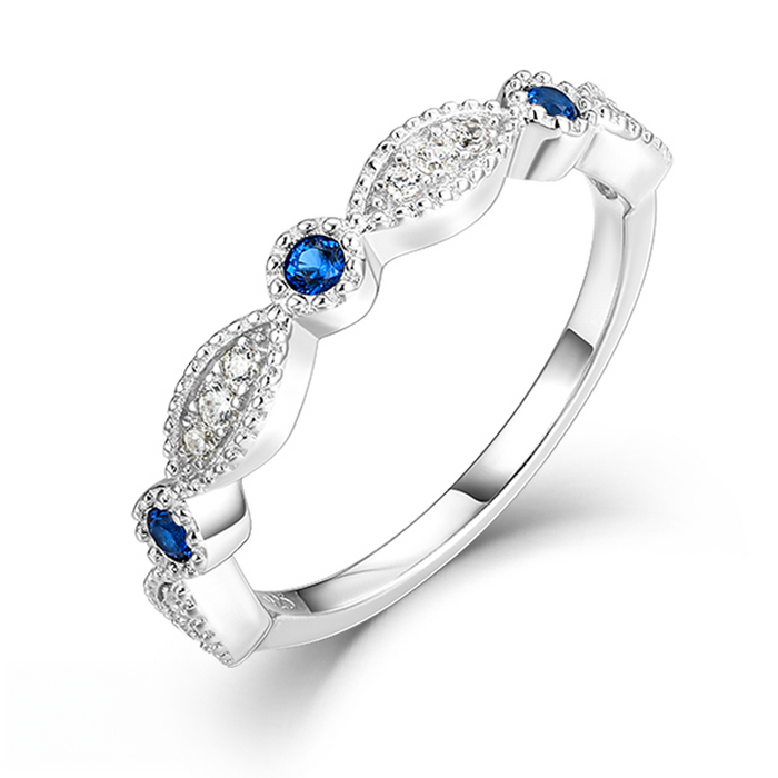 Casablanca Silver CZ Ring: Blue Sapphire