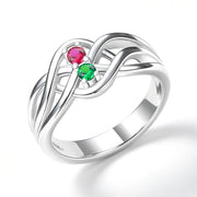 Wave Family Ring (2 Birthstones, Available in Sterling Silver, White Gold or Yellow Gold)