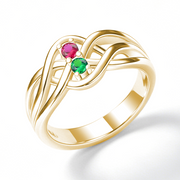 Wave Family Ring (2 Birthstones, Available in Sterling Silver, White Gold or Yellow Gold)