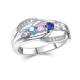 Entwined Family Ring (3-5 Birthstones, Available in Sterling Silver, White Gold or Yellow Gold)