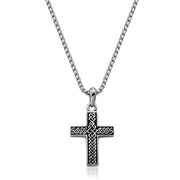Steelx Men's Stainless Steel Woven Black Cross Necklace