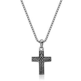 Steelx Men's Stainless Steel Woven Black Cross Necklace
