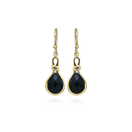 Casablanca 10K Yellow Gold Black Spinel Hook Earrings