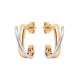 10kt Two Toned White and Yellow Gold Overlapping Stud Earrings