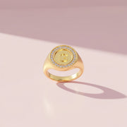 18K Yellow Gold Plated Silver Monogram Initial Ring SS25R001G