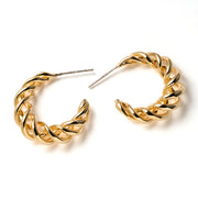 Casablanca Brass Yellow Gold Plated Chunky Spiral Huggie Hoop Earrings