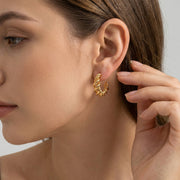 Casablanca Brass Yellow Gold Plated Chunky Spiral Huggie Hoop Earrings