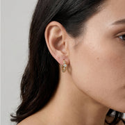 Casablanca Brass Yellow Gold Plated CZ Chunky Bubble Hoop Earrings