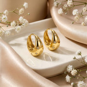 Casablanca Brass Yellow Gold Plated CZ Star Setting Tapered Dome Huggie Hoop Earrings