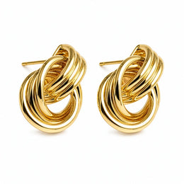 Casablanca Brass Yellow Gold Plated Interlocking Stud Earrings