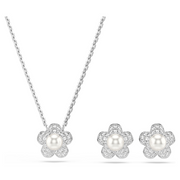 Swarovski Ariana Grande Rhodium Plated Flower Pearl Jewellery Set