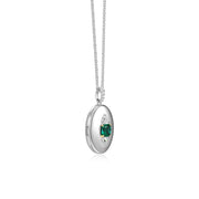 Rhodium Plated Guardian Eye Birthstone Locket SN005R