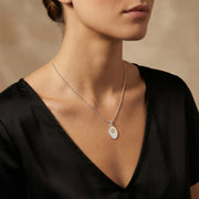 Double-Sided Sterling Silver Custom Paw Oval Necklace AW24N005O
