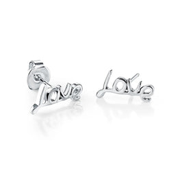 Italgem Veloria Mini Stainless Steel Love Script Kid's Stud Earrings