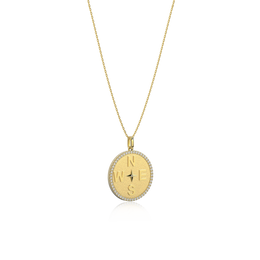 Yellow Gold Plated Personal Story Medallion Necklace – Lucky Symbol & Engravable AW24N001G