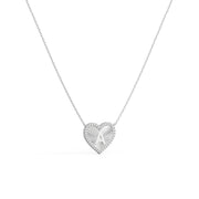 Rhodium Plated Silver Heart Initial Necklace AW24N008B