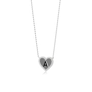 Rhodium Plated Sterling Silver Heart Initial Necklace AW24N003R
